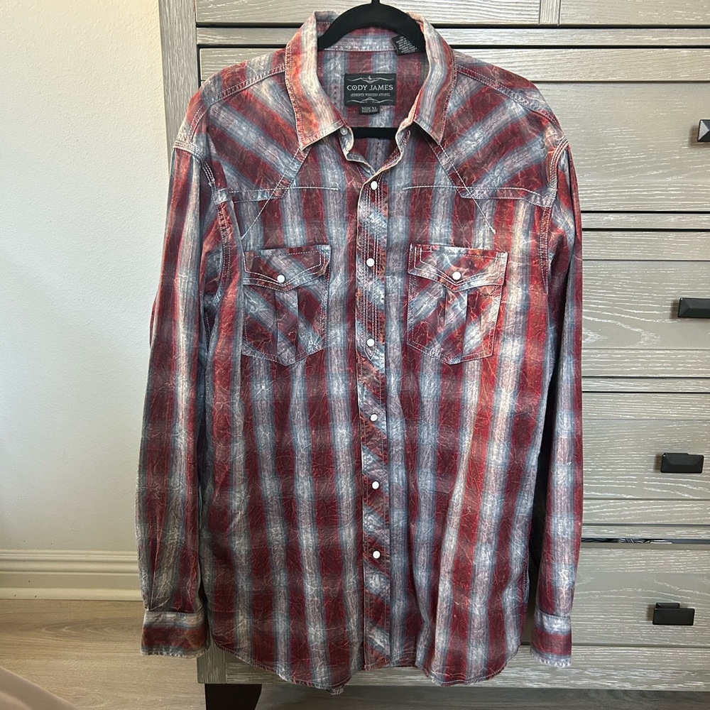 Cody James Red Plaid Men's Casual Button Down Shirt
